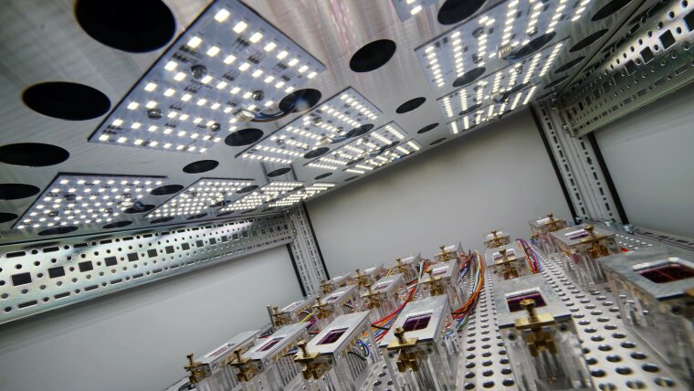 Testing organic solar cells.